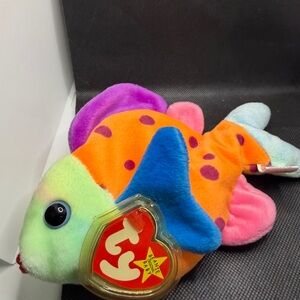 Ty Beanie Baby Lips Fish 1999 Neon Colorful Plush w Tag Protector